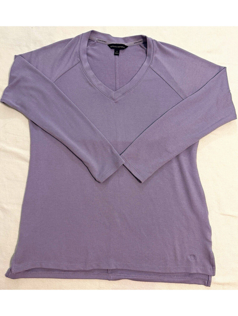 Banana Republic Women Small Purple V Neck Long Sleeve Tunic Top Raglan Stretch